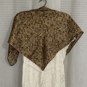 Colorful Gold Black Green Yellow Blue Brown Paisley Square Scarf